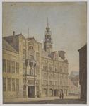 28741 Gezicht op de voorgevel van het Stadhuis aan de Stadhuisbrug te Utrecht.
